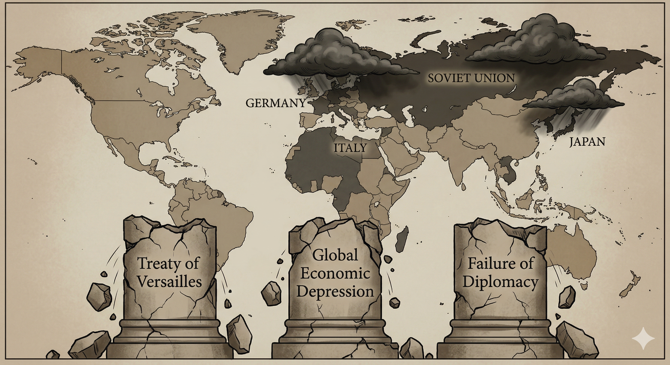 Map indicating gathering storms
