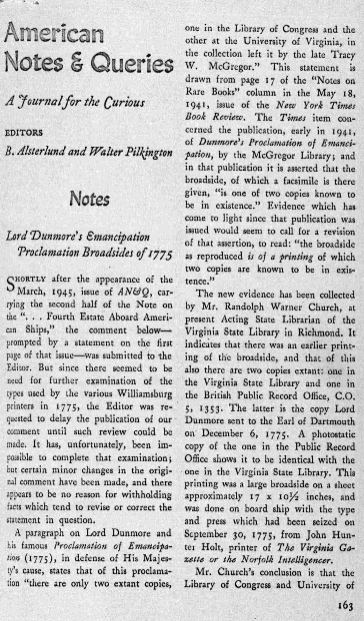 Lord Dunmore’s Emancipation Proclamation