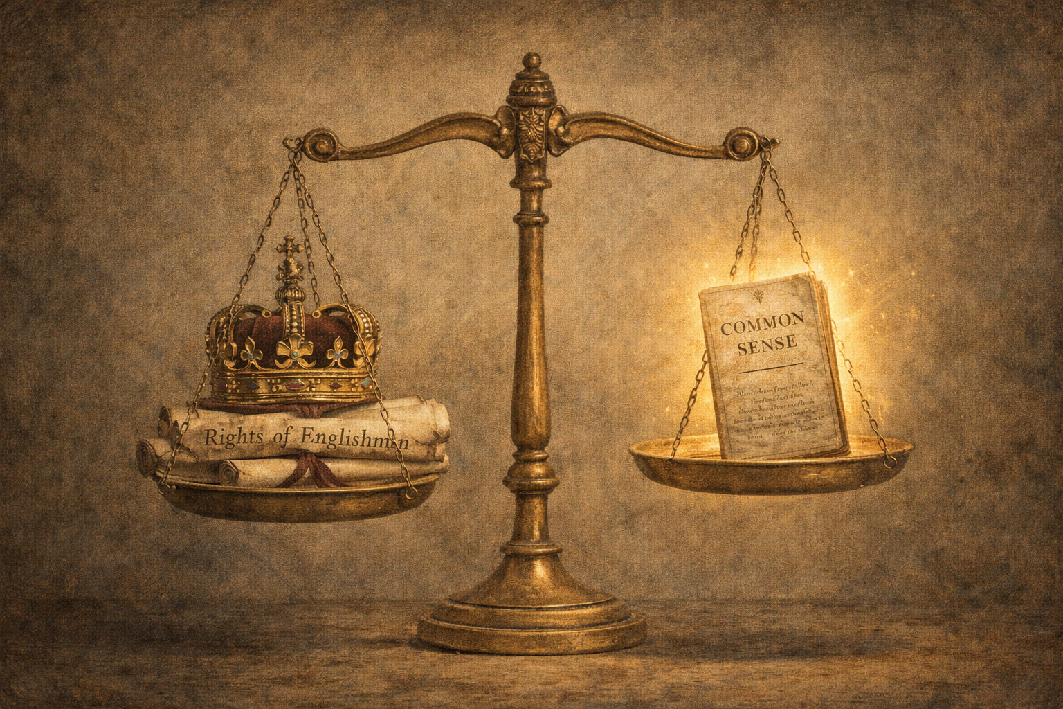 A comparative scale weighing Common Sense against the Rights of Englishmen