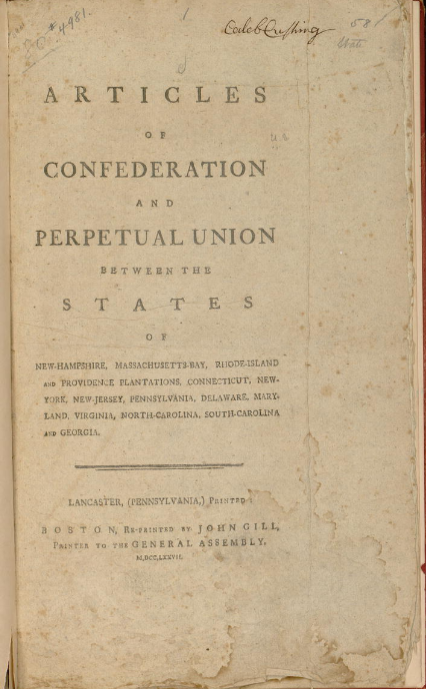 Original Broadside of the Articles of Confederation