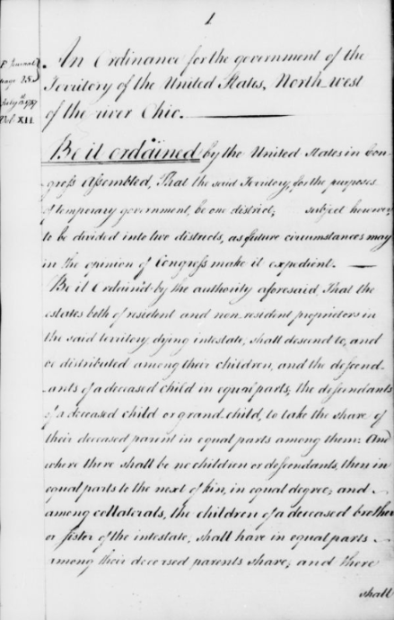 The Northwest Ordinance of 1787