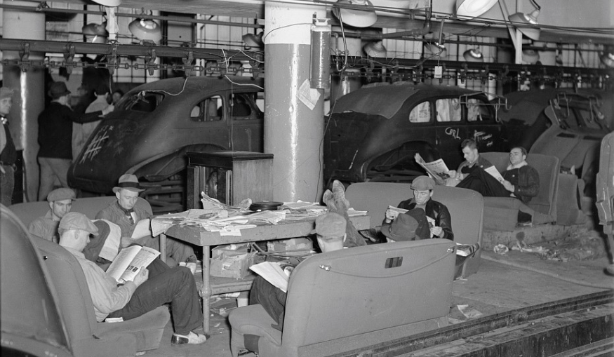 Flint Sit-Down Strikers Inside the Fisher Body Plant