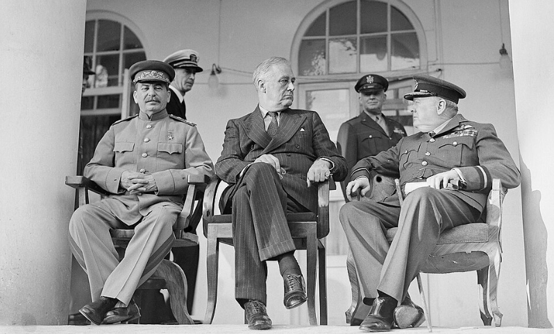 Roosevelt, Churchill, and Stalin at the First Big Three Conference