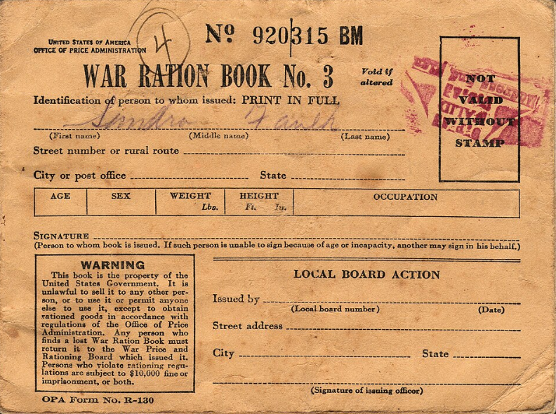 World War II Civilian Ration Books