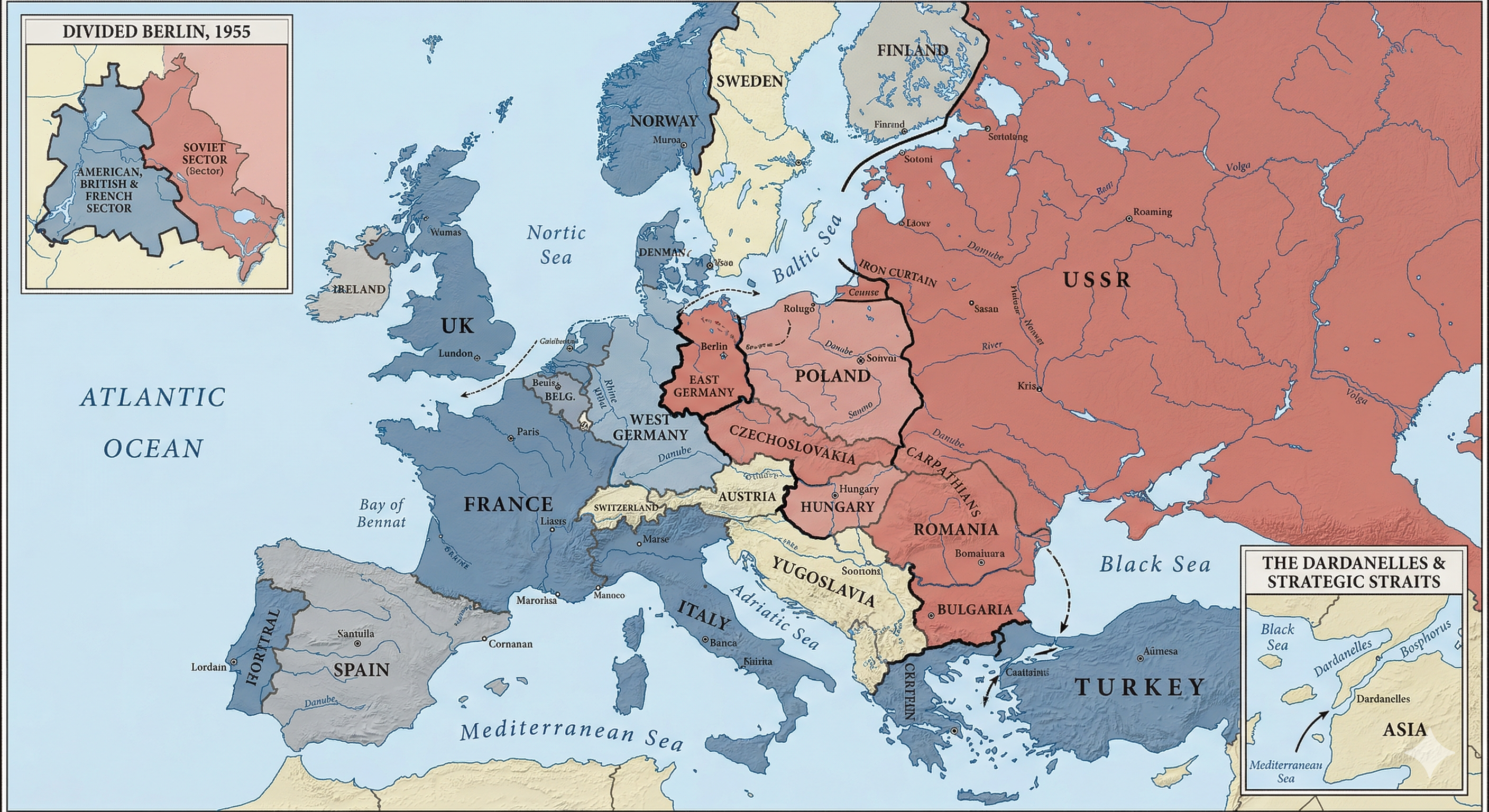 A Divided Europe (1945–1955) Map